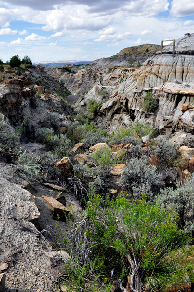 A glimpse from a bridge down into the big crevice below